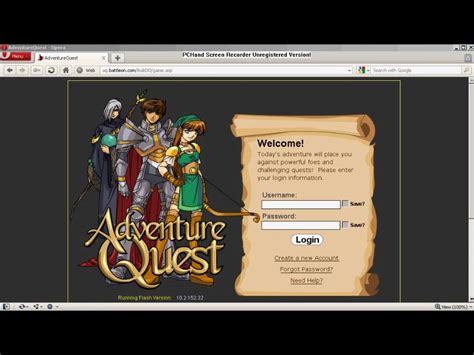 adventure quest login
